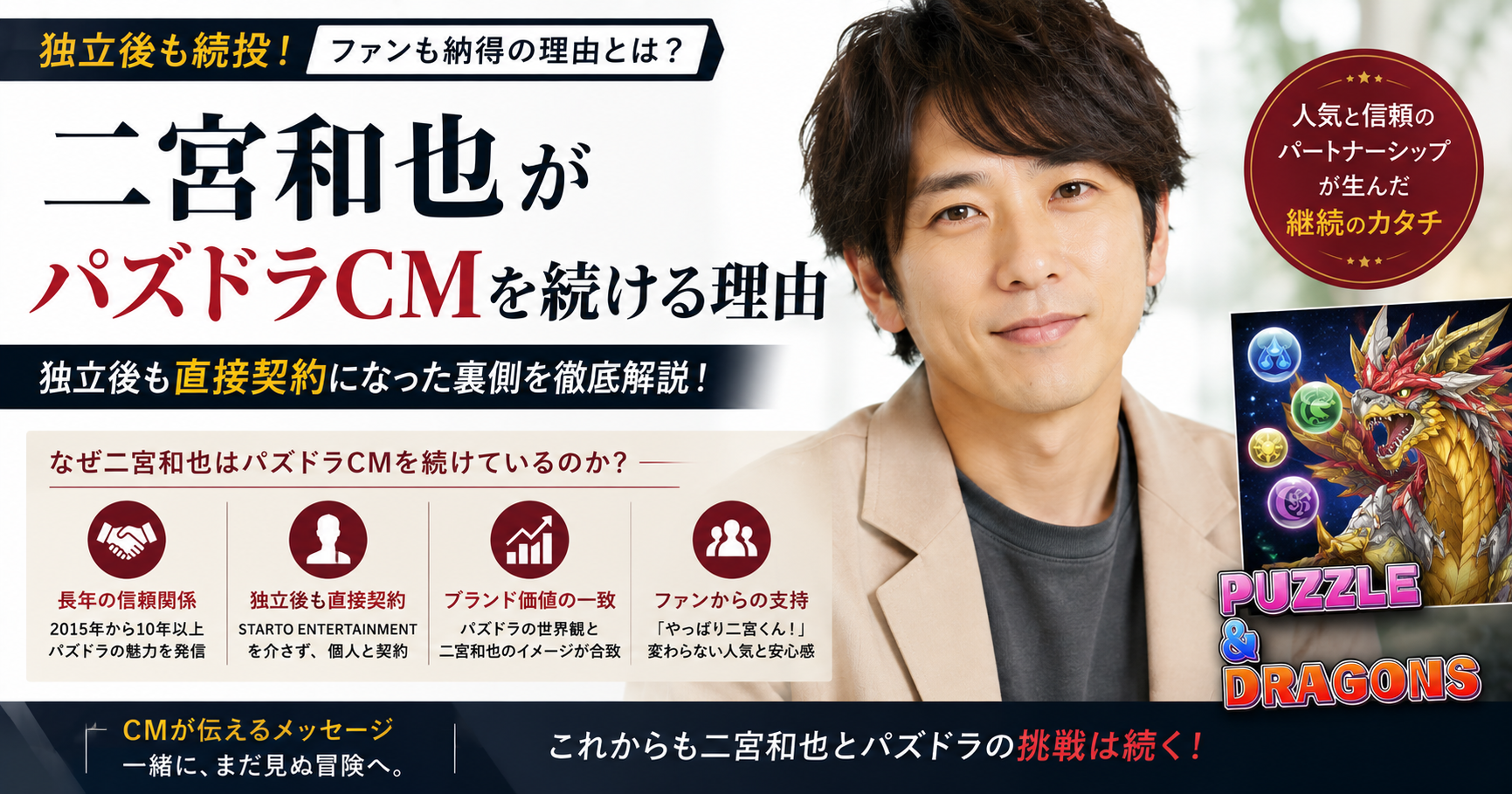 二宮和也　パズドラ　CM 継続