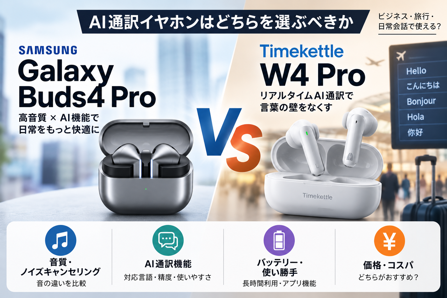 AI 通訳イヤホンの紹介　比較　おすすめ