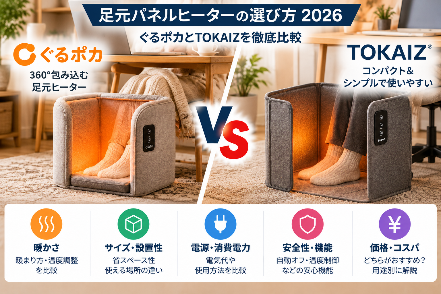 ぐるポカとTOKAIZを比較｜足元パネルヒーターの選び方2026